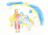 Giuseppe, Maria e Gesù nella stalla - Immagini per il Natale